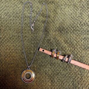 Brighton Circle pendant- reversible with matching earrings